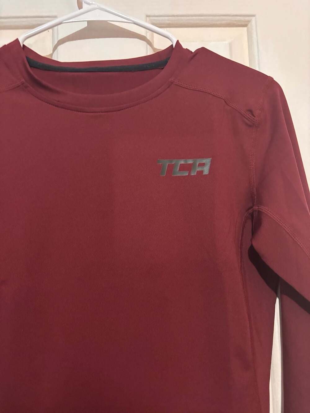 TCA Boys Medium Long Sleeve Compression Shirt Maroon